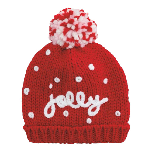 Christmas Red and White Jolly Knit Baby Hat with Pom Topper | 0-6 Months