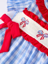 4th of july Plaid Smocked Bloomer Set | 3 6 12 18 Months