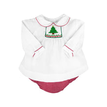 White Red Gingham Christmas Tree Smocked Diaper Set | Newborn 3 6 Months