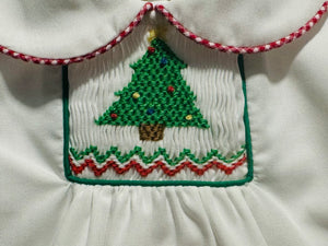 White Red Gingham Christmas Tree Smocked Diaper Set | Newborn 3 6 Months