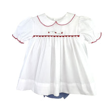 Diaper Set with Hand Embroidered Apples & Blue Check Ruffled Bloomers | 3 6 9 Months