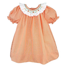 Orange Check Dress Set with Smocked Collar & Bullion Pumpkins | 2T 3T 4T
