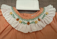 Orange Check Dress Set with Smocked Collar & Bullion Pumpkins | 2T 3T 4T