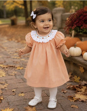 Orange Check Dress Set with Smocked Collar & Bullion Pumpkins | 2T 3T 4T