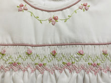 White Pink Floral Embroidered Smocked Dress Set | 3 6 9 Months