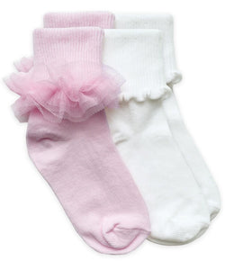 Jefferies Ruffle & Ripple Edge 2 Pk Socks | NB INF TOD XS