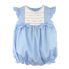 Blue Dot Smocked Bubble with Bows | 3 6 9 Months