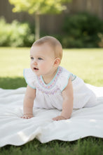 White Aqua Bishop Smocked Angel Wing Bubble | 3 6 9 Months