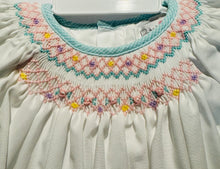 White Aqua Bishop Smocked Angel Wing Bubble | 3 6 9 Months