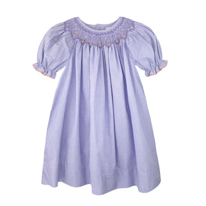 Lavender Check Dress Set with Fall Floral Smocking | 12 18 24 Months