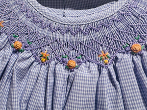 Lavender Check Dress Set with Fall Floral Smocking | 12 18 24 Months