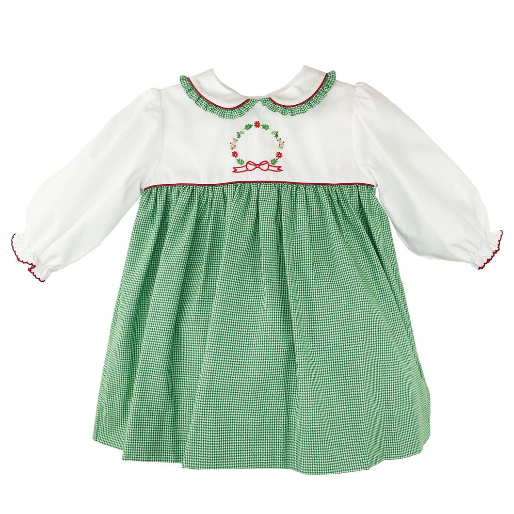6 9 month christmas dress Green Check with Wreath and Ruffle Collar Color:Black Metallic Not So Little Black Our dresses are made off white dresser with mirror