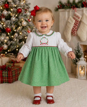 Green Check Christmas Dress with Wreath and Ruffle Collar | 3 6 9 Months