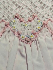 Pink Fully Smocked Floral Heart Embroidery Dress Set | 18 24 Months