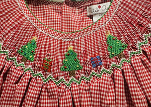 Red Check Christmas Tree Bishop Smocked Dress Set | 12 18 24 Months Little Footprints Children's Shop Red Check Christmas Tree Bishop Smocked Dress Set | 12 18 24 Months Little Footprints Children's Shop