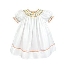 White Orange Harvest Smocked Bishop Dress Bloomer Set | 3 6 9 Months