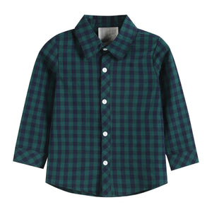 Blue and Green Tartan Boy Dress Shirt  12-18M 2T 3T 4T 5Y