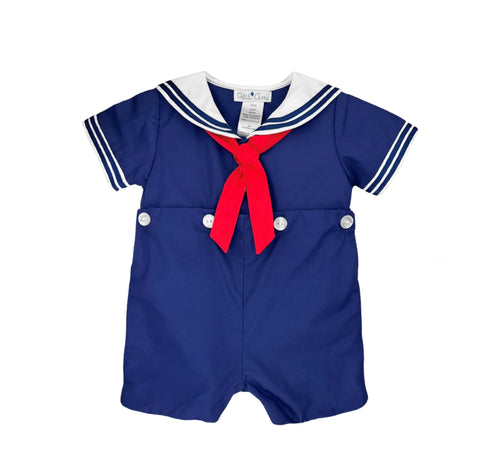 Navy Nautical Bobby Suit Romper | 3 6 9 Months