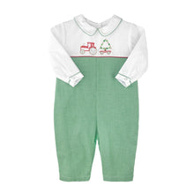 Green Check Christmas Longall with Embroidered Truck and Christmas Tree | 3 6 9 Months