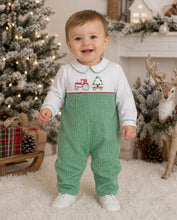 Green Check Christmas Longall with Embroidered Truck and Christmas Tree | 3 6 9 Months