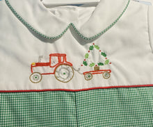 Green Check Christmas Longall with Embroidered Truck and Christmas Tree | 3 6 9 Months