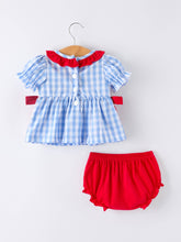 4th of july Plaid Smocked Bloomer Set | 3 6 12 18 Months