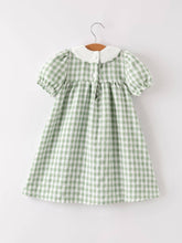 Fall Halloween Thanksgiving Pumpkin Green Plaid Cotton Dress | 2 3 4 5 6