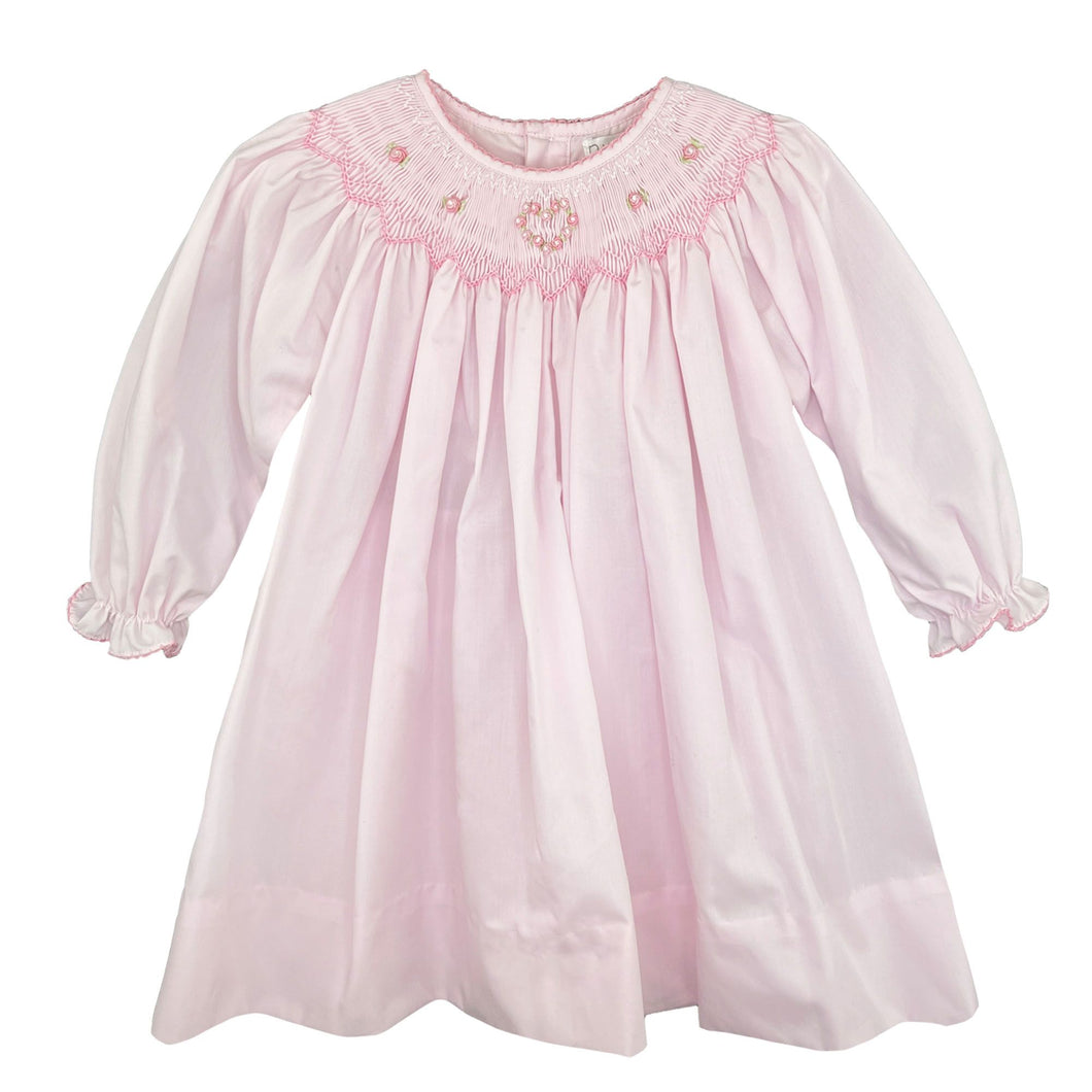 Pink Smocked Flower Heart Dress Set | 12 18 24 Months