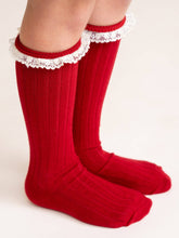 Red Lace Trim Knee Socks | 6-12M 1-3Y 3-5Y 5-7Y