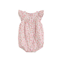 Pink Floral Strawberry Smocked Flutter Romper | 3-6M 6-12M 12-18M