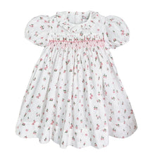 White Pink Rose Dobby Smocked Dress | 2T 3T 4T