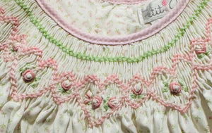 Pink Green Floral Bishop Smocked Dress | 12 24 Months