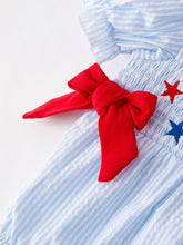 4th of July Baby Girls' Smocked Star Embroidered Romper | 3 6 18 Months