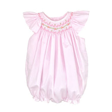 Pink Dot Angel Wing Bubble with Flower Embroidered Smocking | 18 24 Months