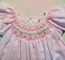 Pink Dot Angel Wing Bubble with Flower Embroidered Smocking | 18 24 Months
