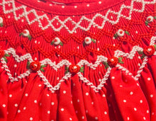 Red Dot Dress Set with Heart Shaped Bishop Smocking | 12 18 24 Months