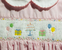 Pink Check Birthday Smocked Dress with Bloomers | 12 18 24 Months