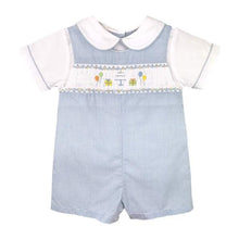 Blue Check Birthday Smocked One-Piece Romper | 12 or 24 Months