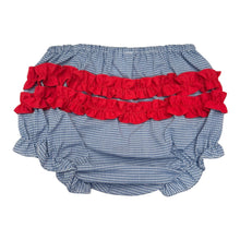 Diaper Set with Hand Embroidered Apples & Blue Check Ruffled Bloomers | 3 6 9 Months