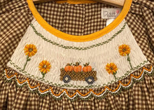 Brown Gingham Pumpkin Smocked Fall Dress | 2T