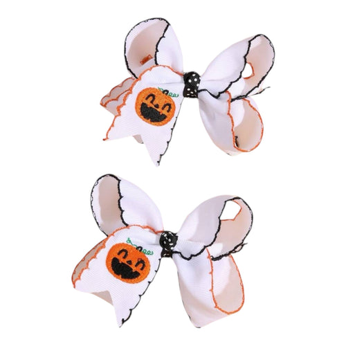 Set of 2 Halloween Jack O Lantern Embroidered 4