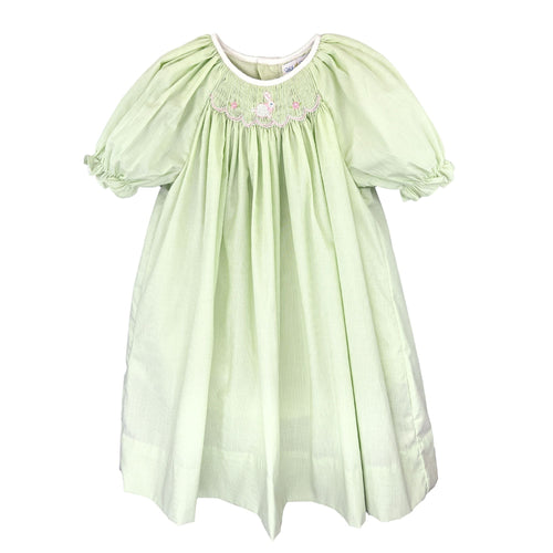 Lime Green Check Easter Bunny Smocked Dress Set | 6 12 24 Months