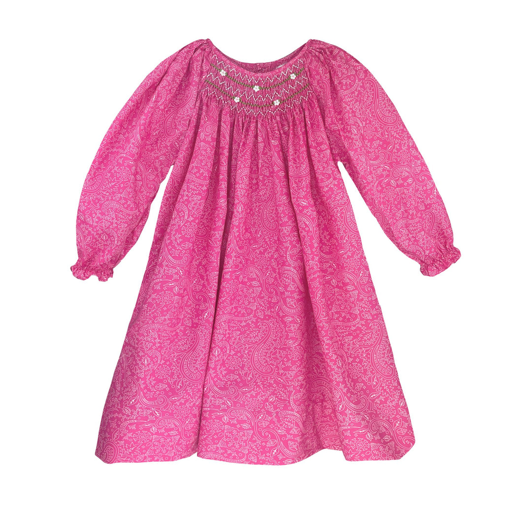 Pink Paisley Print Smocked Dress | 2T 3T 4T