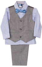 Classic Gray 4 Piece Woven Vest Set | Little Boys 4 5 6 7