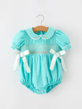 Aqua Girls Smocked Floral Bow Bubble Romper | 3 6 9 Months