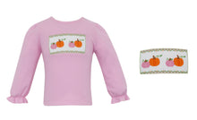 Pink Girls Pumpkin Smocked Long Sleeve T-Shirt | 2T 3T 4T 4 5 6 6X