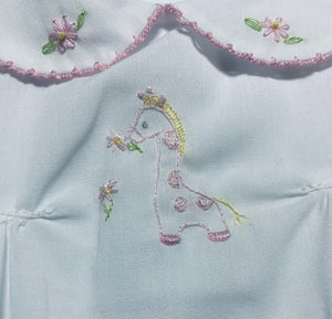 Pink and White Embroidered Giraffe Diaper Set | Newborn 3 6 Months