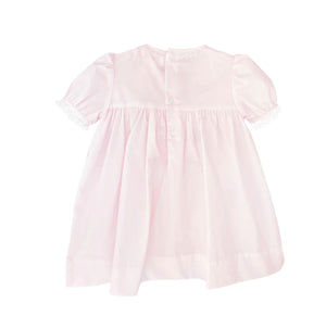 Pink Fully Smocked Dress Set with French Lace and Bloomers | 3 or 9 Months