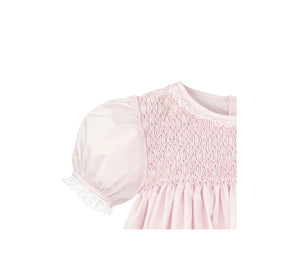 Pink Fully Smocked Dress Set with French Lace and Bloomers | 3 6 9 Months