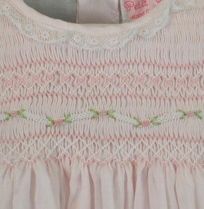 Pink Fully Smocked Dress Set with Lace Trim | 12 or 24 Months